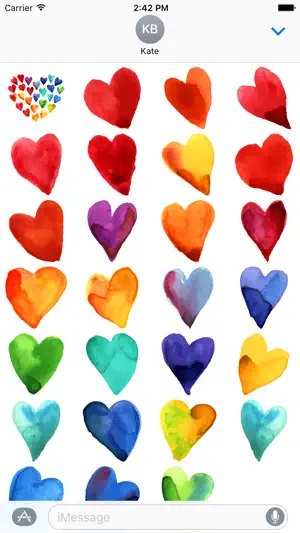 Beautiful Watercolor Heart Stickers截图2